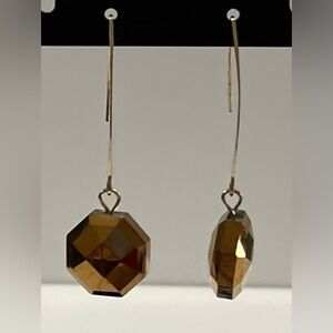 NEW Elegant Gold Drop Earrings with Charm